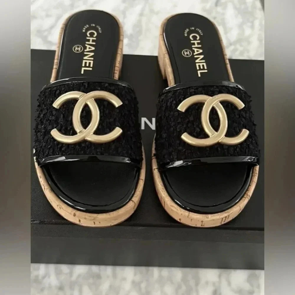 Chanel Tweed Cork CC Mule Sandal - Picture 6 of 7